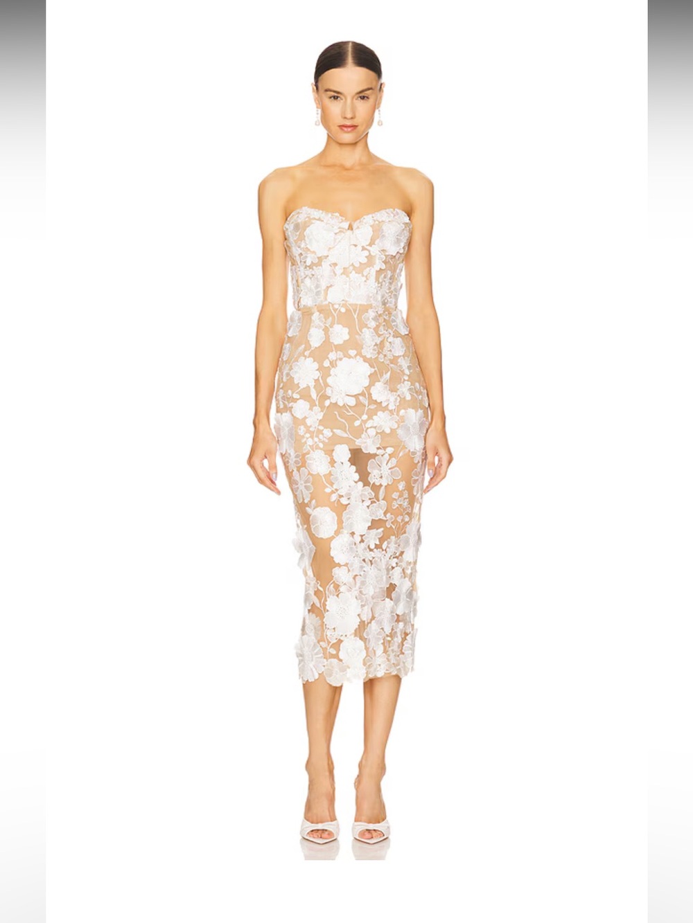 Bronx & Banco Jasmine Midi Dress in White & Floral